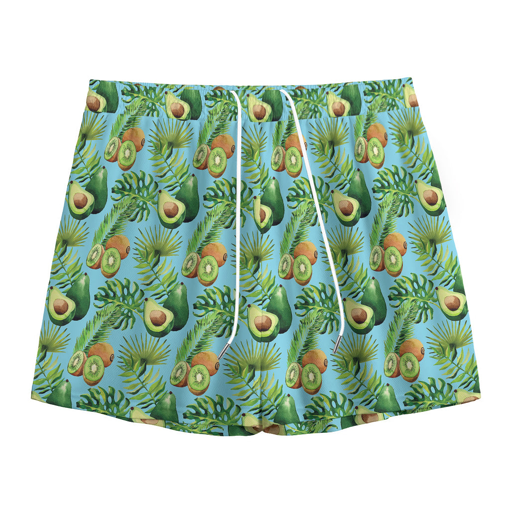 Watercolor Kiwi And Avocado Print Mesh Shorts