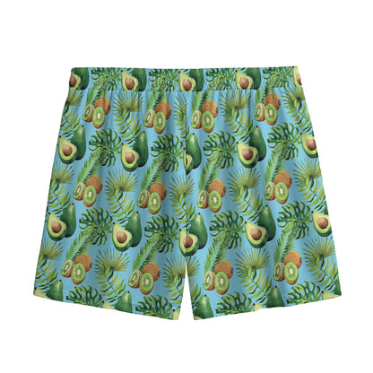 Watercolor Kiwi And Avocado Print Mesh Shorts