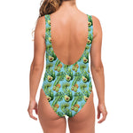 Watercolor Kiwi And Avocado Print One Piece Swimsuit