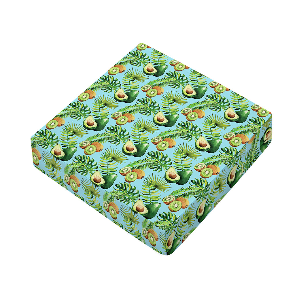 Watercolor Kiwi And Avocado Print Outdoor Seat Cushion Cover