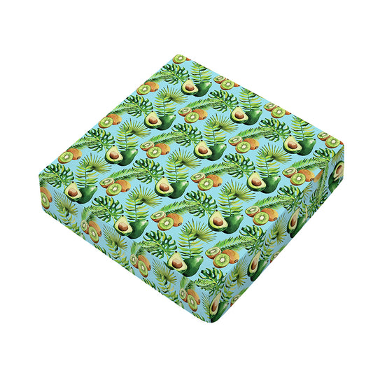 Watercolor Kiwi And Avocado Print Outdoor Seat Cushion Cover