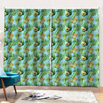 Watercolor Kiwi And Avocado Print Pencil Pleat Curtains