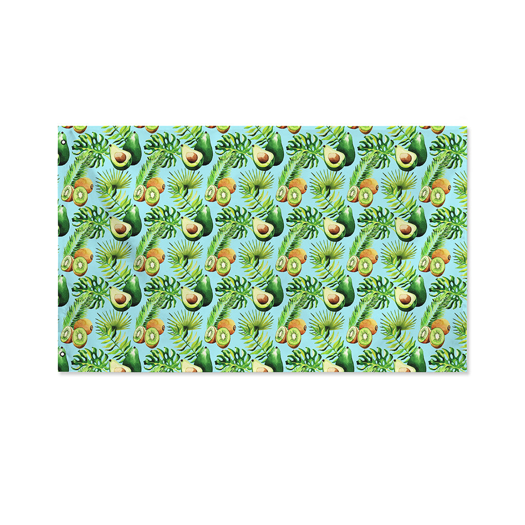 Watercolor Kiwi And Avocado Print Polyester Flag