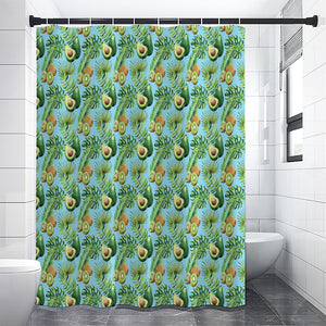 Watercolor Kiwi And Avocado Print Premium Shower Curtain