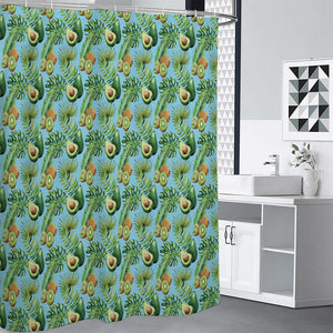 Watercolor Kiwi And Avocado Print Premium Shower Curtain