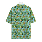 Watercolor Kiwi And Avocado Print Rayon Hawaiian Shirt