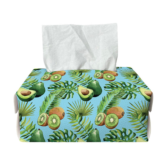 Watercolor Kiwi And Avocado Print Rectangle Tissue Box Cover