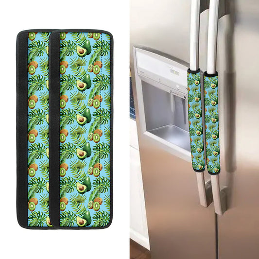 Watercolor Kiwi And Avocado Print Refrigerator Handle Covers