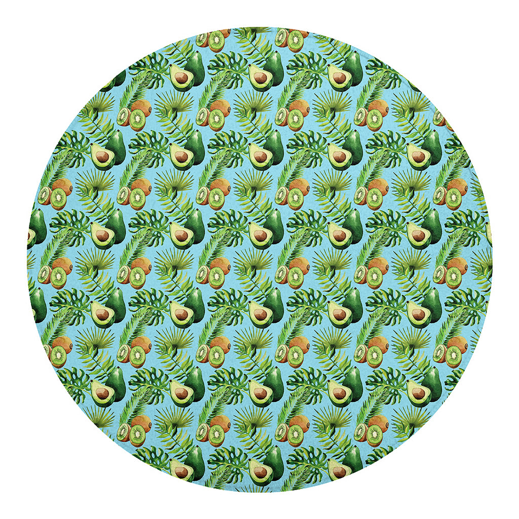 Watercolor Kiwi And Avocado Print Round Blanket