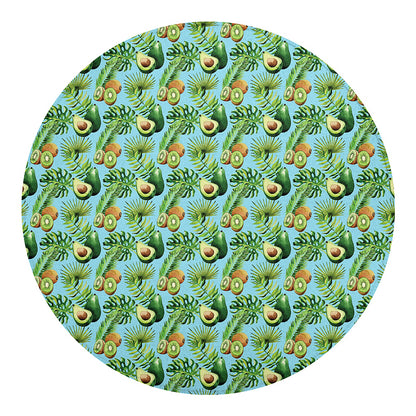Watercolor Kiwi And Avocado Print Round Blanket