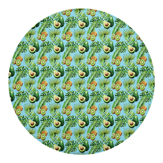 Watercolor Kiwi And Avocado Print Round Blanket