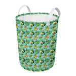 Watercolor Kiwi And Avocado Print Round Laundry Basket
