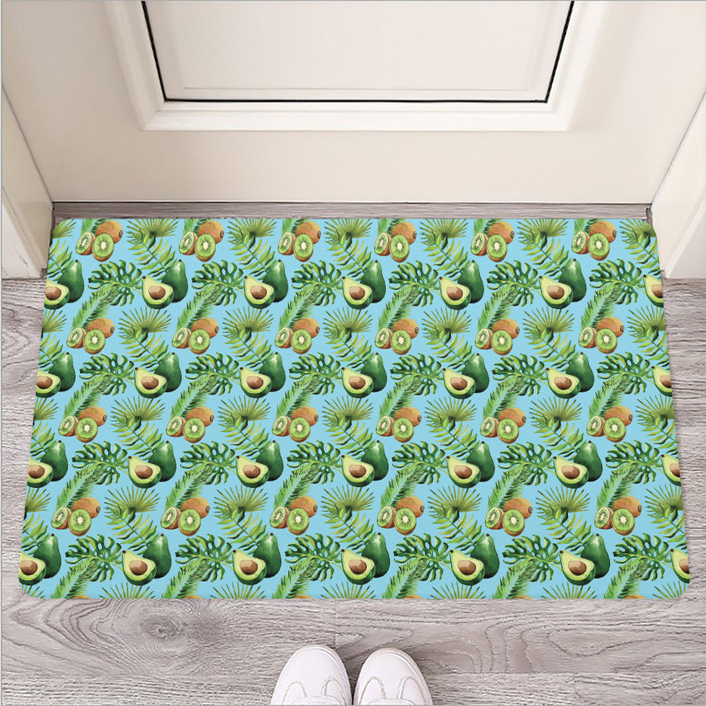 Watercolor Kiwi And Avocado Print Rubber Doormat