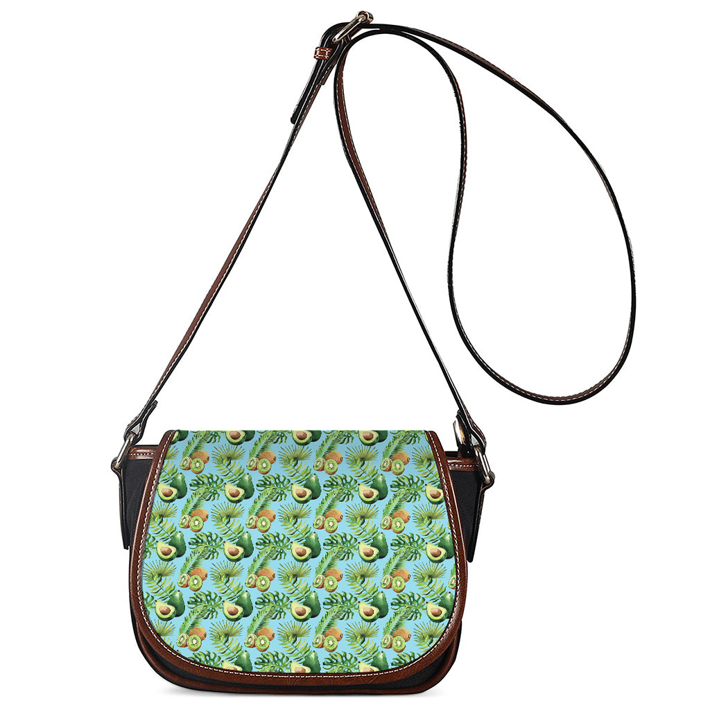 Watercolor Kiwi And Avocado Print Saddle Bag