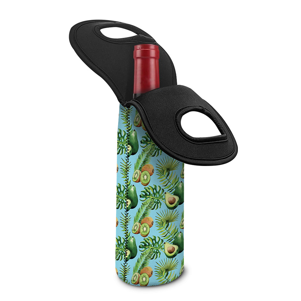 Watercolor Kiwi And Avocado Print Single Neoprene Wine Tote