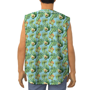 Watercolor Kiwi And Avocado Print Sleeveless Baseball Jersey