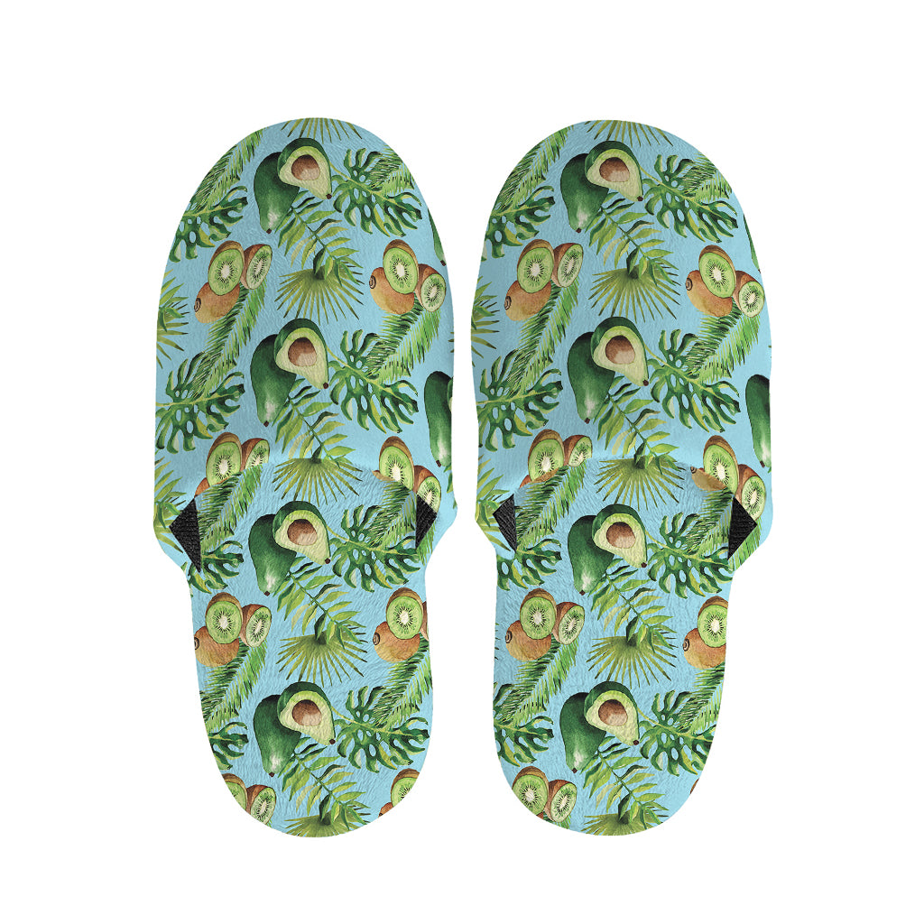 Watercolor Kiwi And Avocado Print Slippers