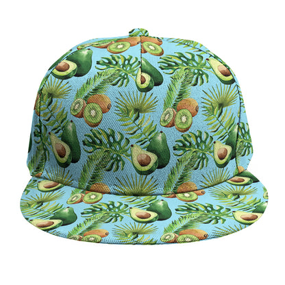 Watercolor Kiwi And Avocado Print Snapback Cap