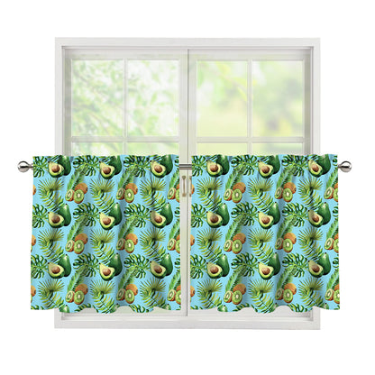 Watercolor Kiwi And Avocado Print Tier Curtains