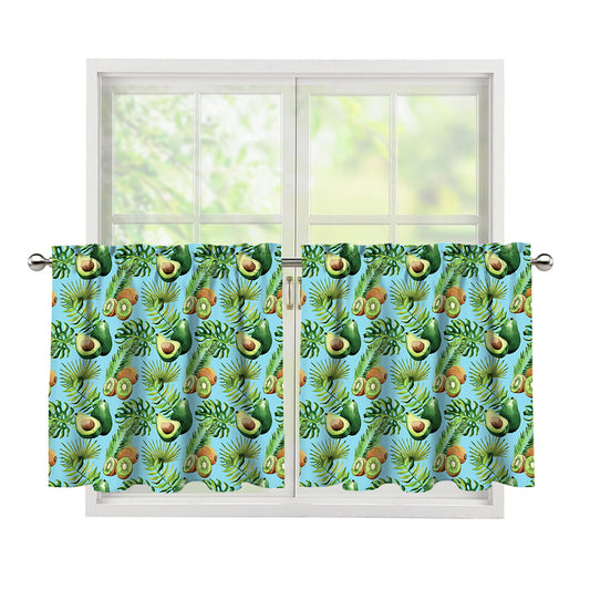 Watercolor Kiwi And Avocado Print Tier Curtains