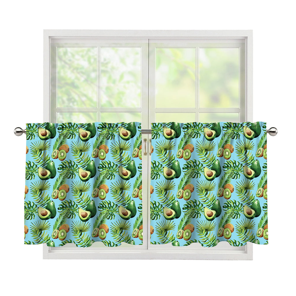 Watercolor Kiwi And Avocado Print Tier Curtains