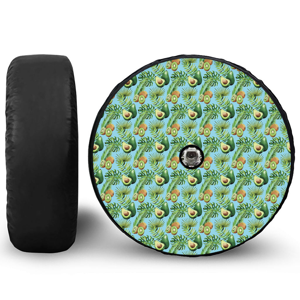Watercolor Kiwi And Avocado Print Tire Cover With Camera Hole