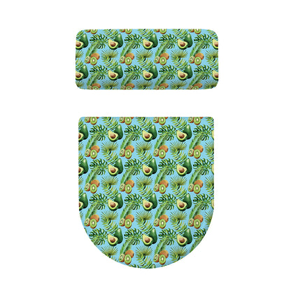 Watercolor Kiwi And Avocado Print Toilet Lid And Tank Cover Set
