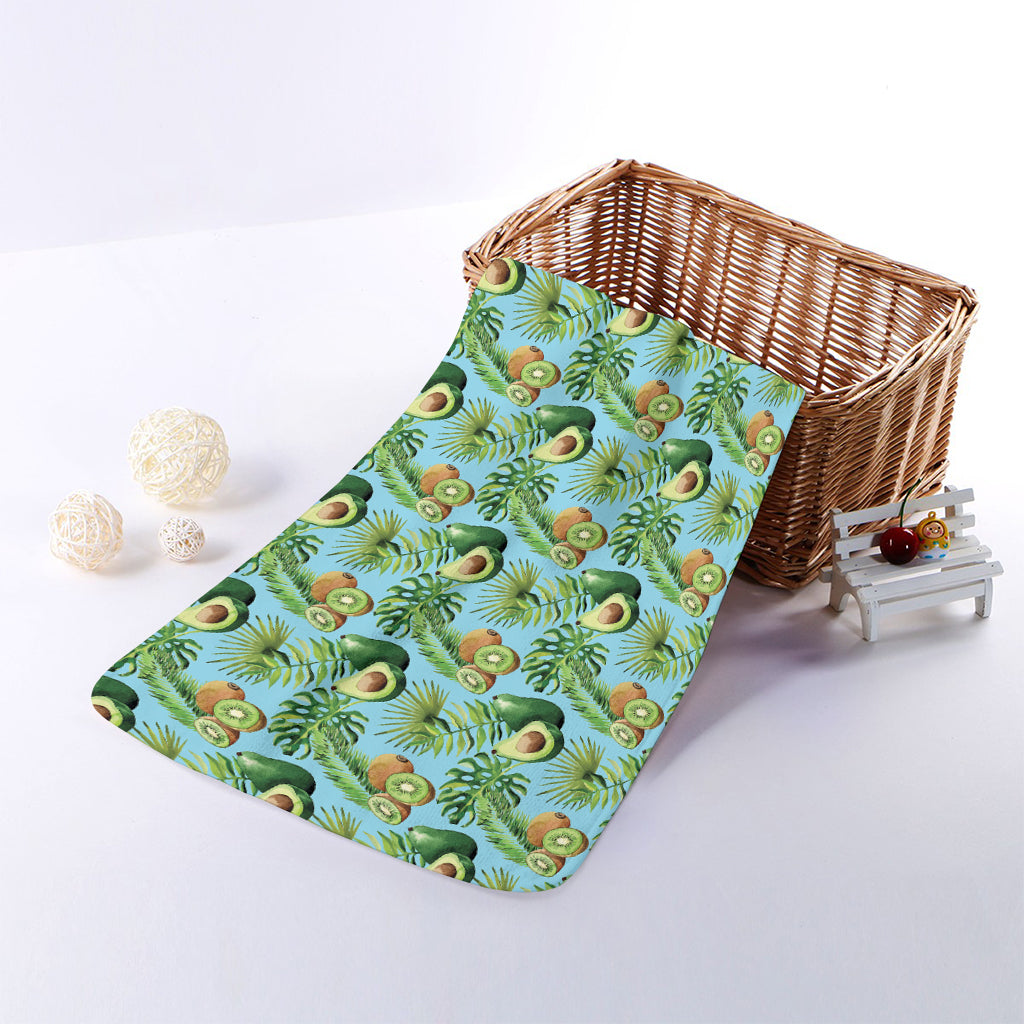 Watercolor Kiwi And Avocado Print Towel