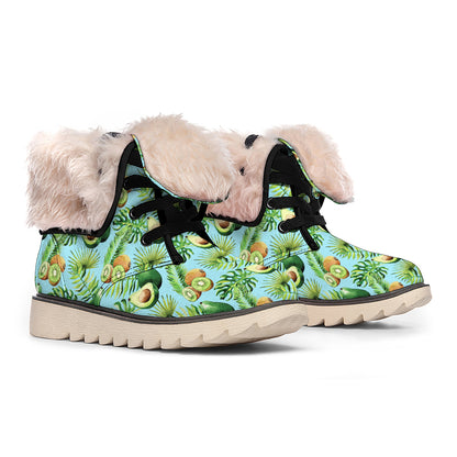 Watercolor Kiwi And Avocado Print Winter Boots