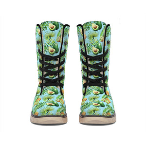 Watercolor Kiwi And Avocado Print Winter Boots