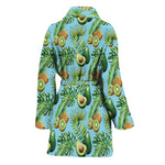 Watercolor Kiwi And Avocado Print Women's Bathrobe