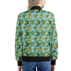 Watercolor Kiwi And Avocado Print Women's Bomber Jacket