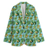 Watercolor Kiwi And Avocado Print Women's Cotton Blazer