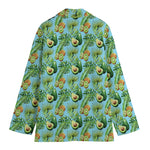 Watercolor Kiwi And Avocado Print Women's Cotton Blazer