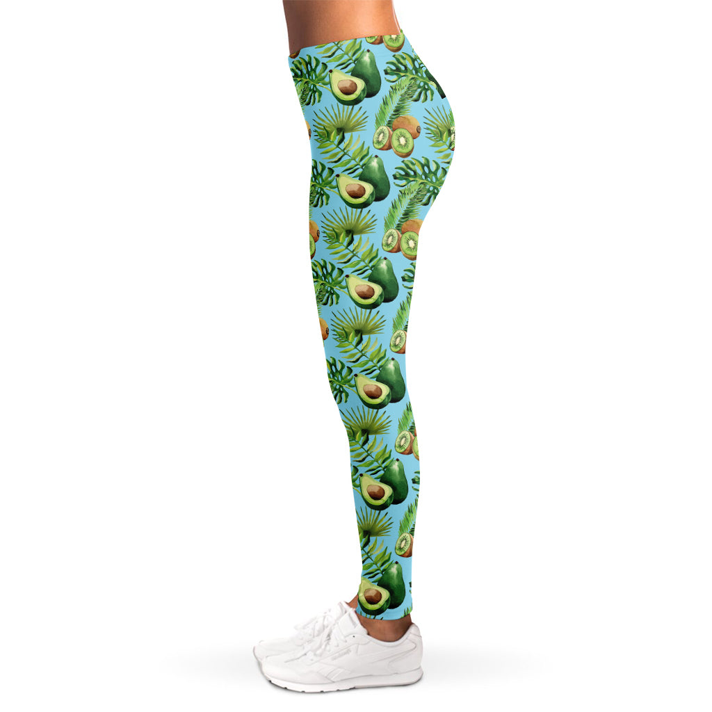 Watercolor Kiwi And Avocado Print Women's Leggings