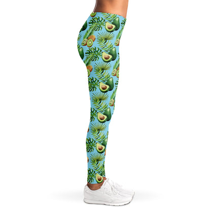 Watercolor Kiwi And Avocado Print Women's Leggings
