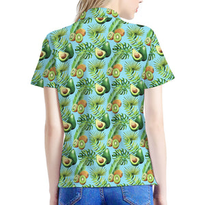 Watercolor Kiwi And Avocado Print Women's Polo Shirt