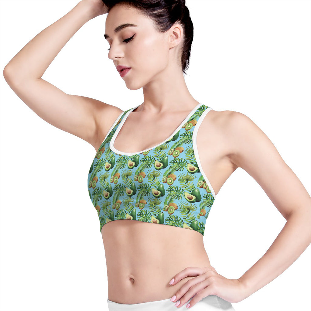 Watercolor Kiwi And Avocado Print Women's Sports Bra