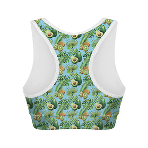 Watercolor Kiwi And Avocado Print Women's Sports Bra