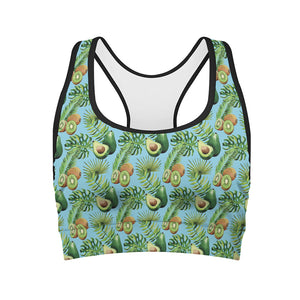 Watercolor Kiwi And Avocado Print Women's Sports Bra