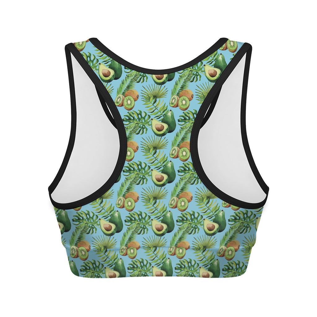 Watercolor Kiwi And Avocado Print Women's Sports Bra