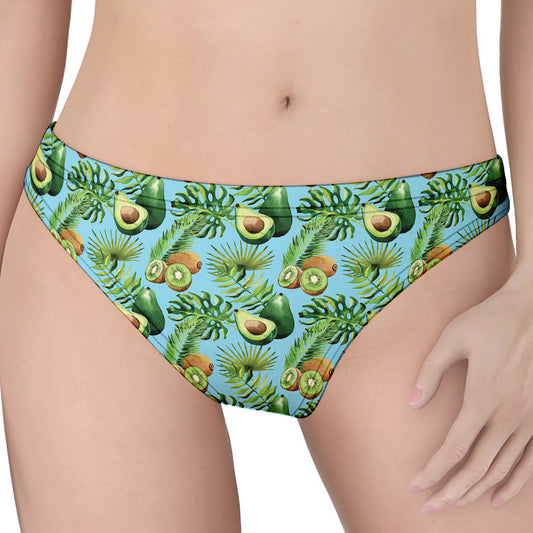 Watercolor Kiwi And Avocado Print Women's Thong