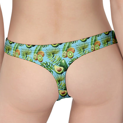 Watercolor Kiwi And Avocado Print Women's Thong