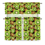 Watercolor Kiwi Pattern Print 3 Piece Kitchen Curtains