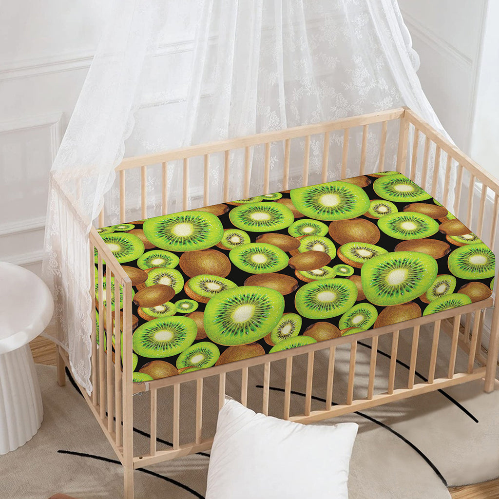 Watercolor Kiwi Pattern Print Baby Crib Sheet
