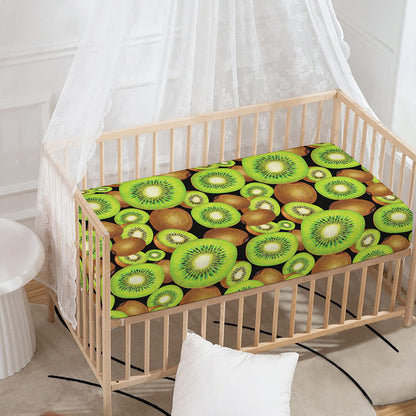 Watercolor Kiwi Pattern Print Baby Crib Sheet