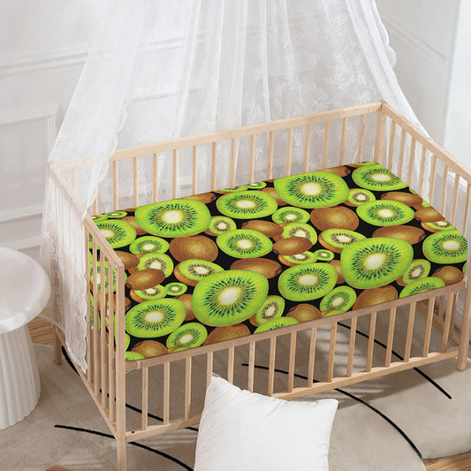 Watercolor Kiwi Pattern Print Baby Crib Sheet