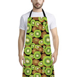 Watercolor Kiwi Pattern Print Bib Apron With Pocket