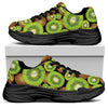 Watercolor Kiwi Pattern Print Black Chunky Shoes