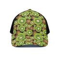 Watercolor Kiwi Pattern Print Black Mesh Trucker Hat